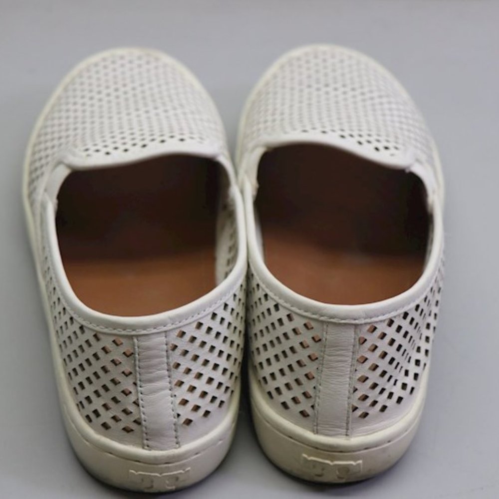 Tory Burch Jesse White Leather Perforated Casual  Slip on Shoes Sneakers 8 - Picture 7 of 9